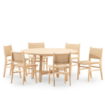 Siena & modena - Ensemble table ronde et chaises 8 places en bois D150