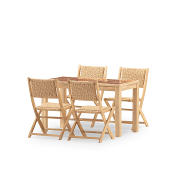 Bisbal & serena - Ensemble table et chaises 4 pl céramique terre cuit 125x65