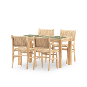Bisbal & modena - Ensemble table et chaises 4 places céramique verte 125x65