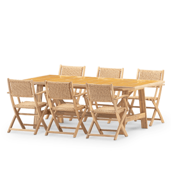 Bisbal & serena - Ensemble table et chaises 6 pl céramique moutarde 205x105