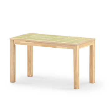 Bisbal - Table de jardin en bois et céramique verte 125x65