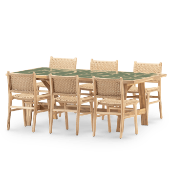 Bisbal & modena - Set repas 6 pl table céramique verte  205x105
