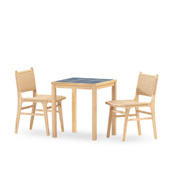 Bisbal & modena - Set de repas 2 places table céramique bleue 65x65