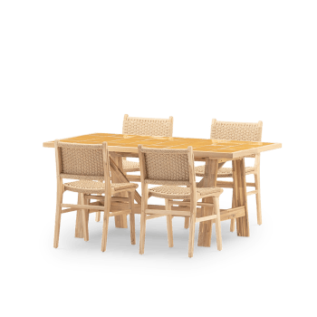 Bisbal & modena - Set repas 4 places table céramique moutarde 125x65