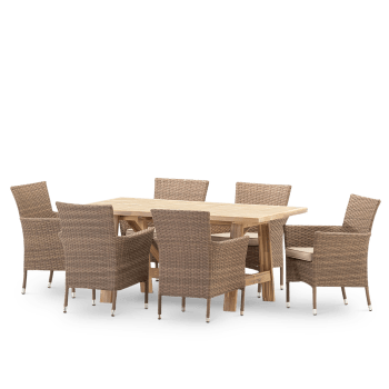 Bisbal & bolonia - Set de repas jardin 6 pl table céramique beige 168x87
