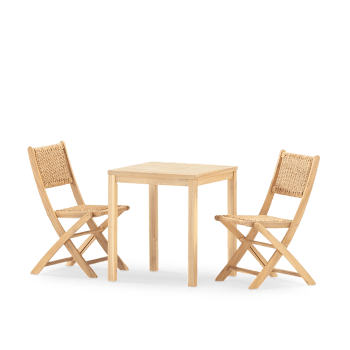 Bisbal & serena - Ensemble de table et 2 chaises en bois et céramique beige 65x65