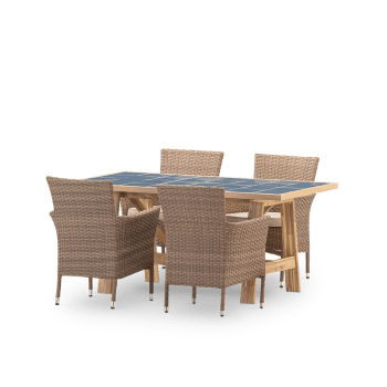 Bisbal & bolonia - Set de repas 4pl table céramique bleu 168x87