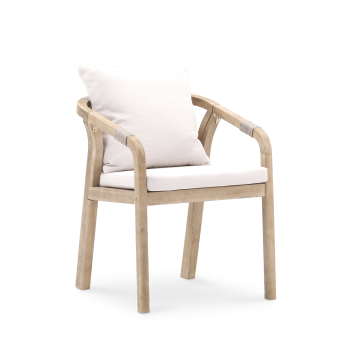Siena - Lot de 8 chaises en bois et corde avec coussins beiges