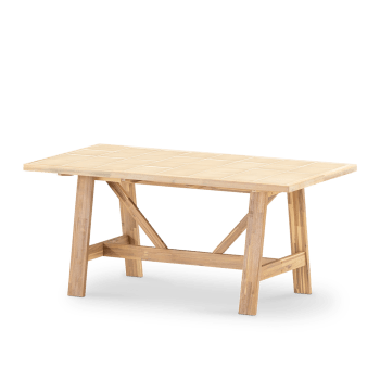 Bisbal - Table repas de jardin 168x87 en bois et céramique beige