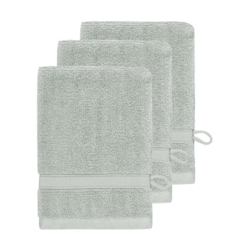 Sensilk - Lot de 3 gants de toilette 600 g/m²  gris perle 16x22 cm
