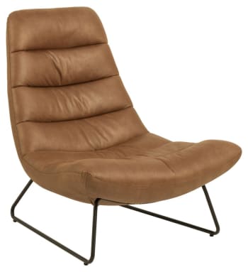 Lounge - Fauteuil aspect cuir marron