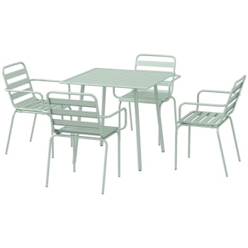 Salon de jardin 4 places 5 pcs - table à manger 4 chaises empilables