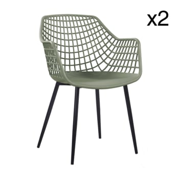 Bradley - Lot de 2 fauteuils de table extérieur en polypropylène vert