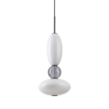 Lumi 1 - Suspension led verre soufflé blanc et fumé