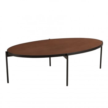 Basile - Table basse ovale 131x65cm couleur rouille effet pierre