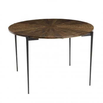 Kiara - Table à manger ronde 120 cm en bois recyclé D120