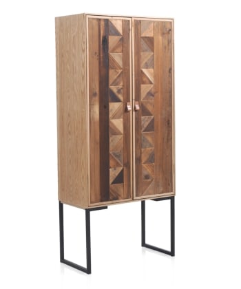Vitrine Rectangulaire Come En Bois Avec 1 Porte Et 5 étagères - Design Contemporain, Dimensions 60x182x40 Cm