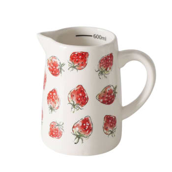 Strawberry - Krug mit Erdbeermuster aus Keramik, 500 ml, weiß