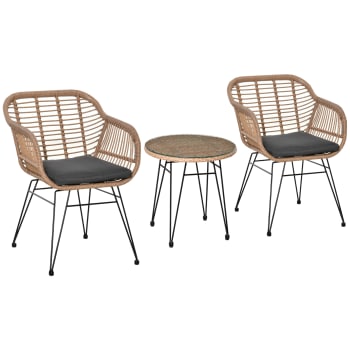 Outsunny Contenitore da Giardino Rattan e Acciaio con Coperchio