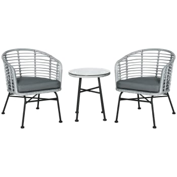 Outsunny Set da Giardino Stile Boho con Divano Angolare e Tavolino | Italy