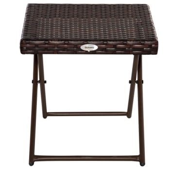 Outsunny - Tavolino da giardino pieghevole in rattan sintetico e acciaio marrone