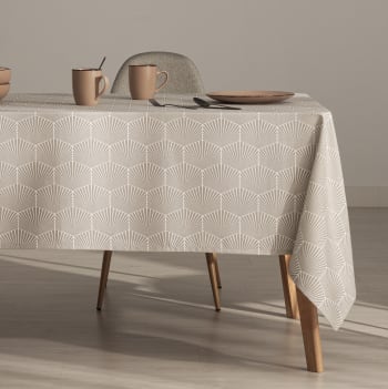 Belissa beige - Mantel estampado tacto tejido y tratamiento antimanchas  140x240 cm