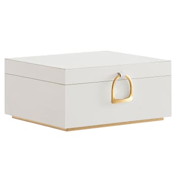 Boîte à bijoux 2 niveaux avec poignée 20,5 x 24 x 11 cm, blanc