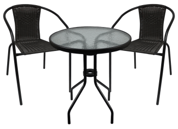 49 - Juego mueble jardín 1 mesa + 6 sillas color negro
