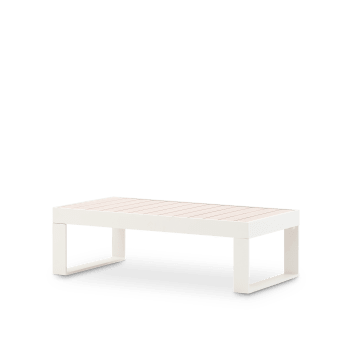 Manhattan - Table basse jardin alluminium blanc imitation en bois