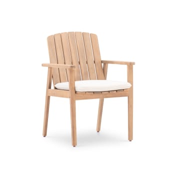 Cannes - Lot de 2 chaises de salle à manger en bois avec coussin