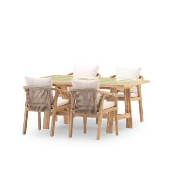 Bisbal & siena - Set comedor 4 pl mesa ceramica verde claro 168x87