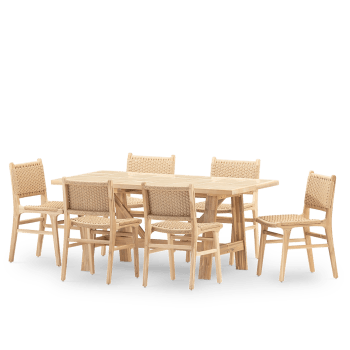 Bisbal & modena - Set de repas jardin 6 pl table céramique beige 168x87