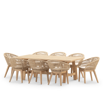 Bisbal & serena - Set de repas 8 pl table céramique beige 205x105