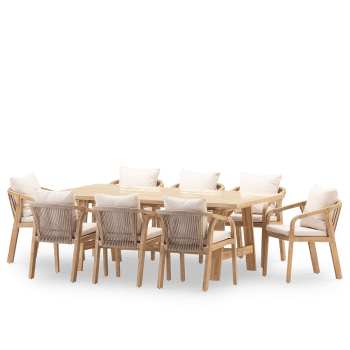 Bisbal & siena - Set repas 8 personnes table céramique beige 205x105