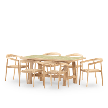 Bisbal & modena - Set comedor jardin 6 pl mesa ceramica verde claro 168x87 y butaca