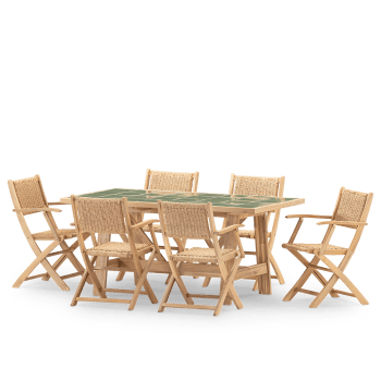 Bisbal & serena - Set de repas jardin 6 pl table céramique vert 168x87