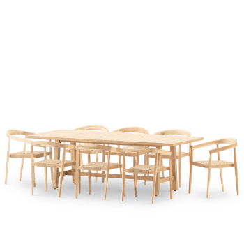 Siena & modena - Set repas 8pl table en bois 230x100