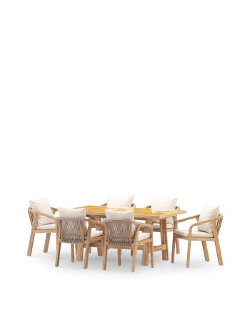 Bisbal & siena - Ensemble table et chaises 6 pl céramique moutarde 168x87