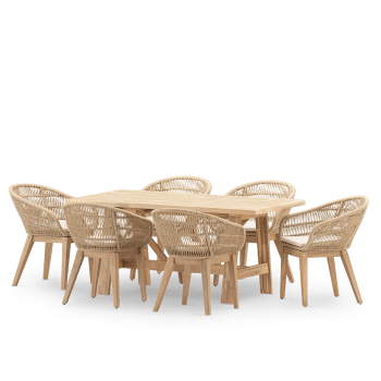 Bisbal & provenza - Set da pranzo 6 posti tavolo ceramica beige 168x87