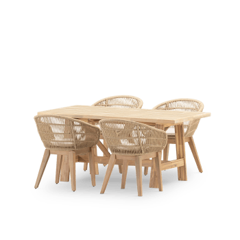 Bisbal & provenza - Set pranzo 4 posti tavolo ceramica beige 168x87
