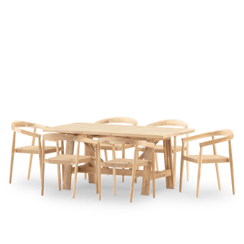 Bisbal & modena - Set de repas jardin 6 pl table céramique beige 168x87