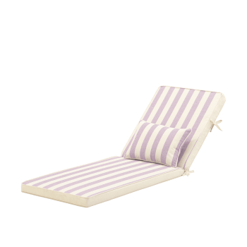 Eolias - Pack 2 coussins à rayures avec petit coussin pour chaise longue violet
