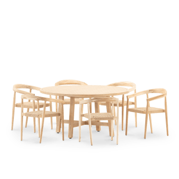 Siena & modena - Ensemble table ronde et chaises 6 places en bois D150