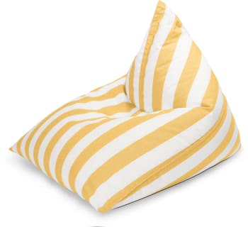 Santorin - Pouf d'extérieur rayé jaune et blanc 110x115x90