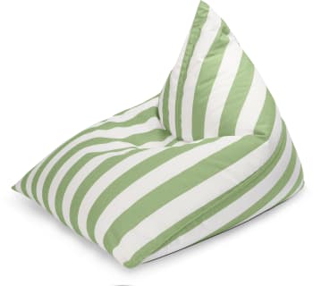 Santorin - Pouf d'extérieur rayé vert et blanc 110x115x90