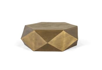 Table basse hexagonale en métal doré