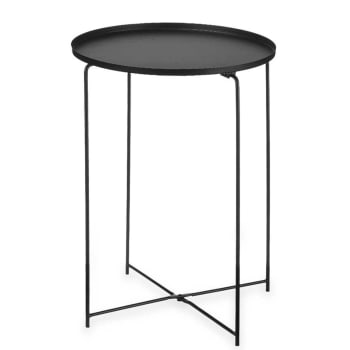 Table d'appoint ronde en métal noir 35x35x50.5cm
