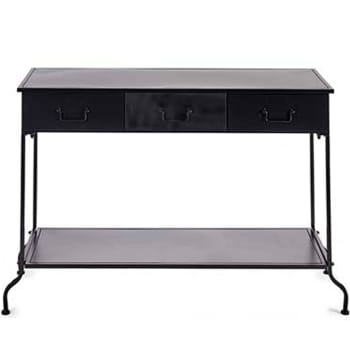 Console en métal noir 3 tiroirs et 1 étagère 84,5x43x121cm