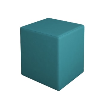 Milena - Pouf in Velluto, Azzurro, 34x34x37 cm