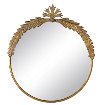 Miroir classique rond en métal doré laurier 63x3.5x70cm